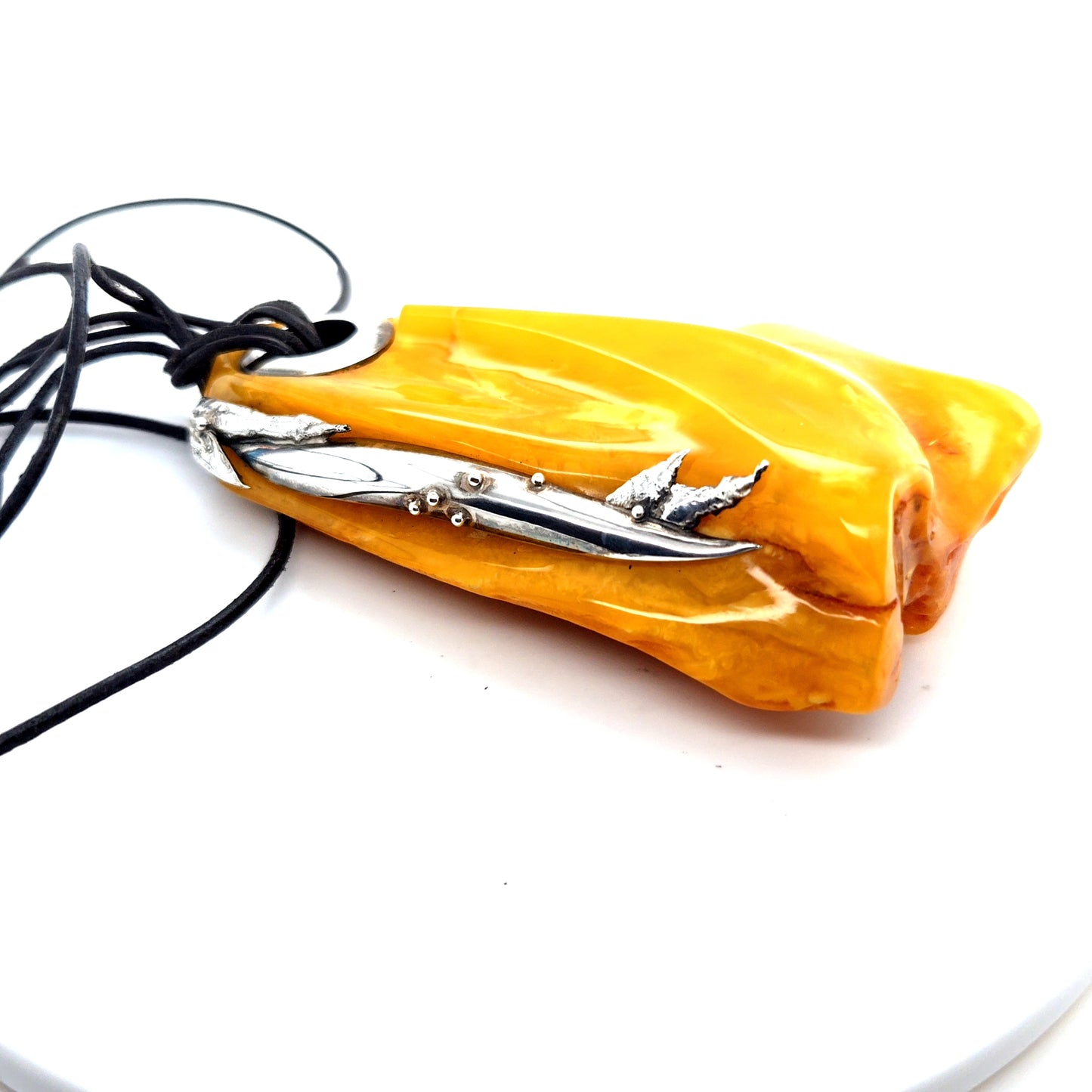 Großer Bernstein Anhänger 925 Silber Butterscotch Unikat