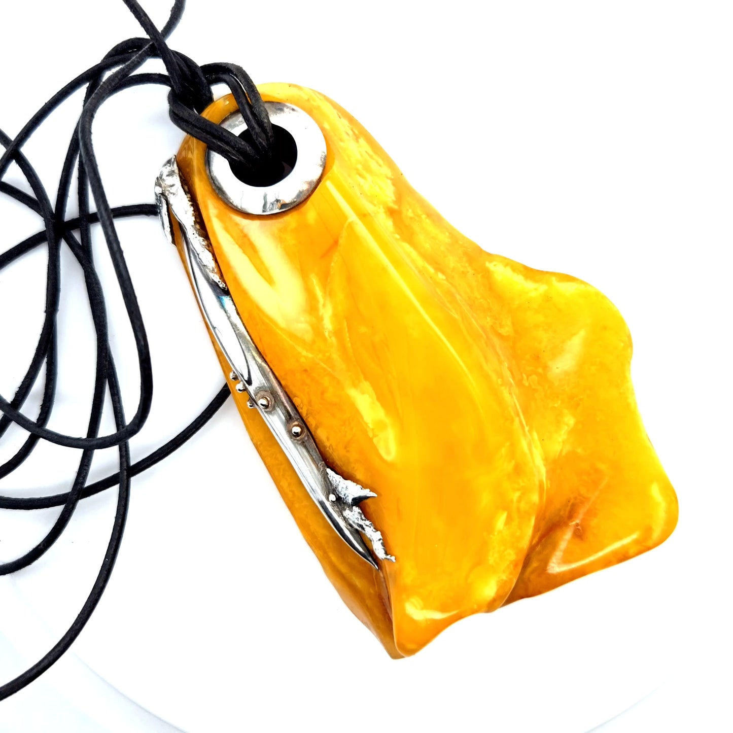 Großer Bernstein Anhänger 925 Silber Butterscotch Unikat