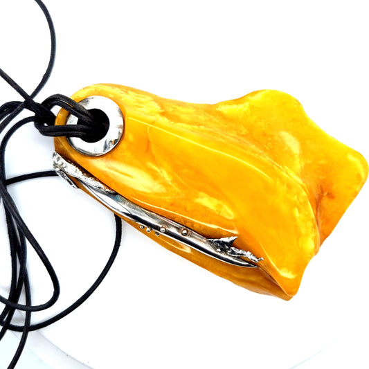 Großer Bernstein Anhänger 925 Silber Butterscotch Unikat