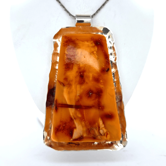 Vintage Bernstein Anhänger Silber 925 orange gelb