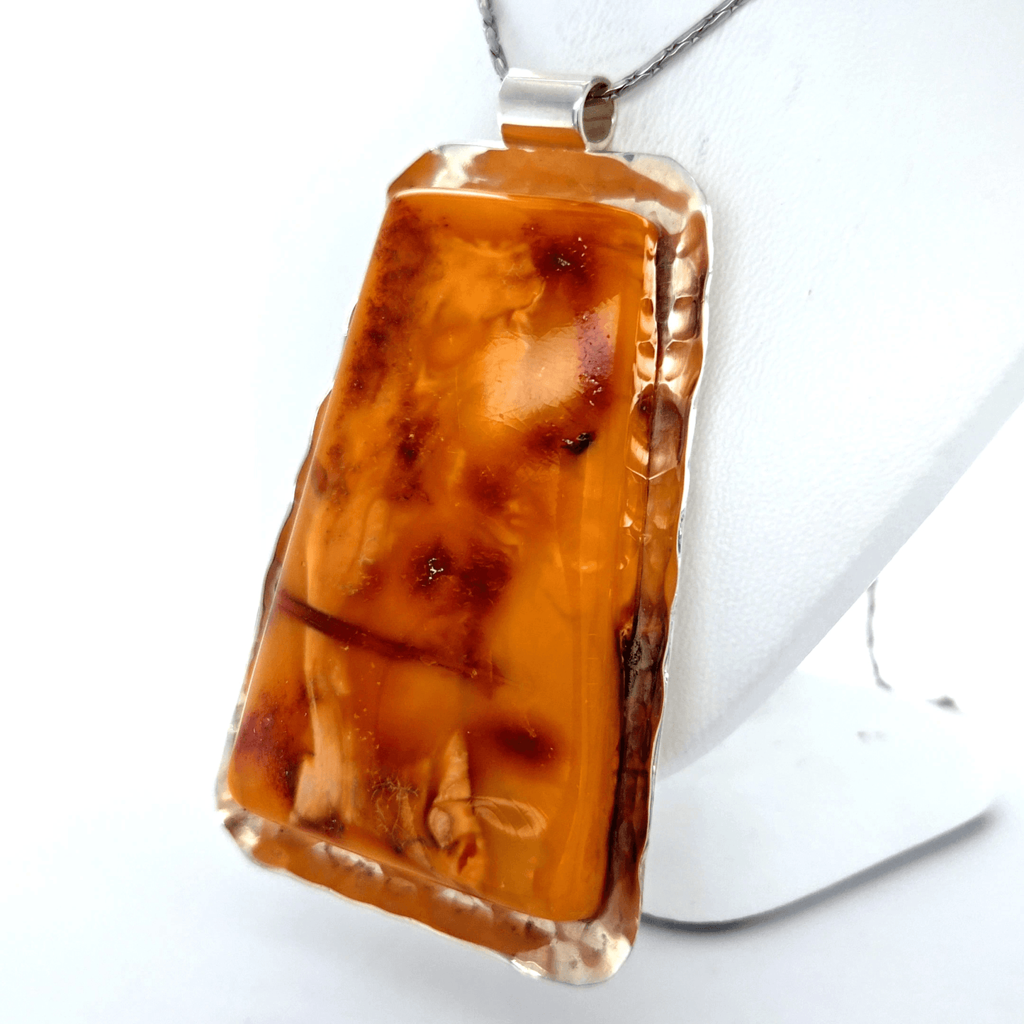 Vintage Amber Pendant Silver 925 orange yellow