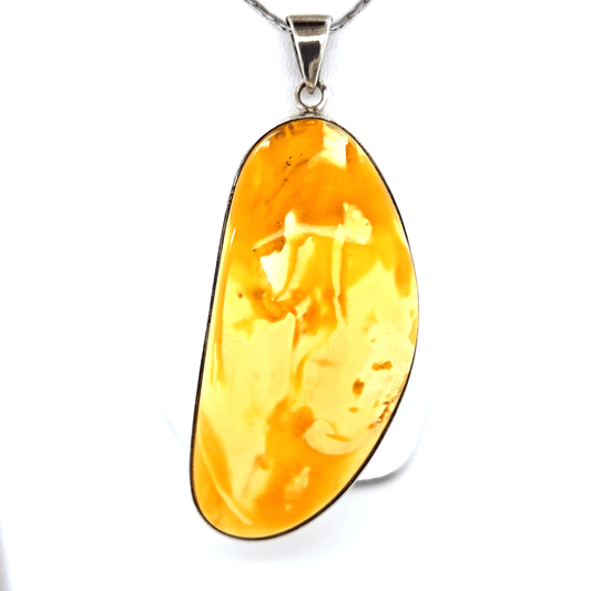 Vintage Bernstein Anhänger Silber 925 gelb Unikat