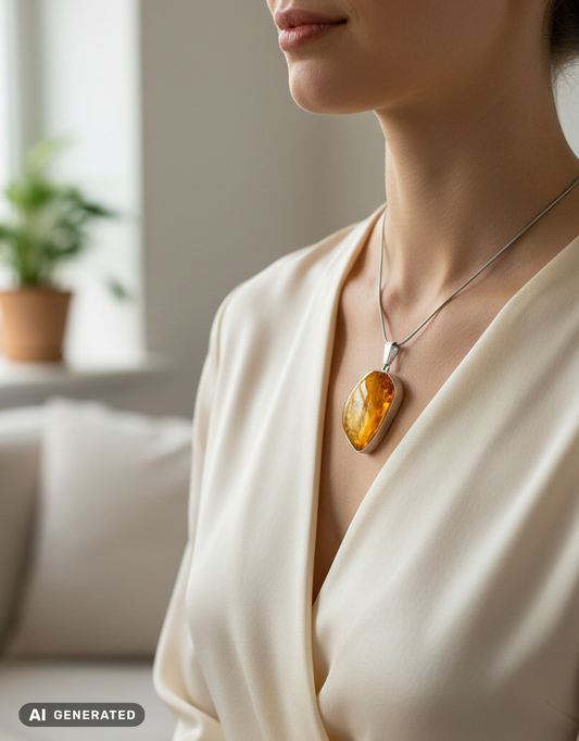 Ambre baltique – pendentif expressif avec éclat naturel