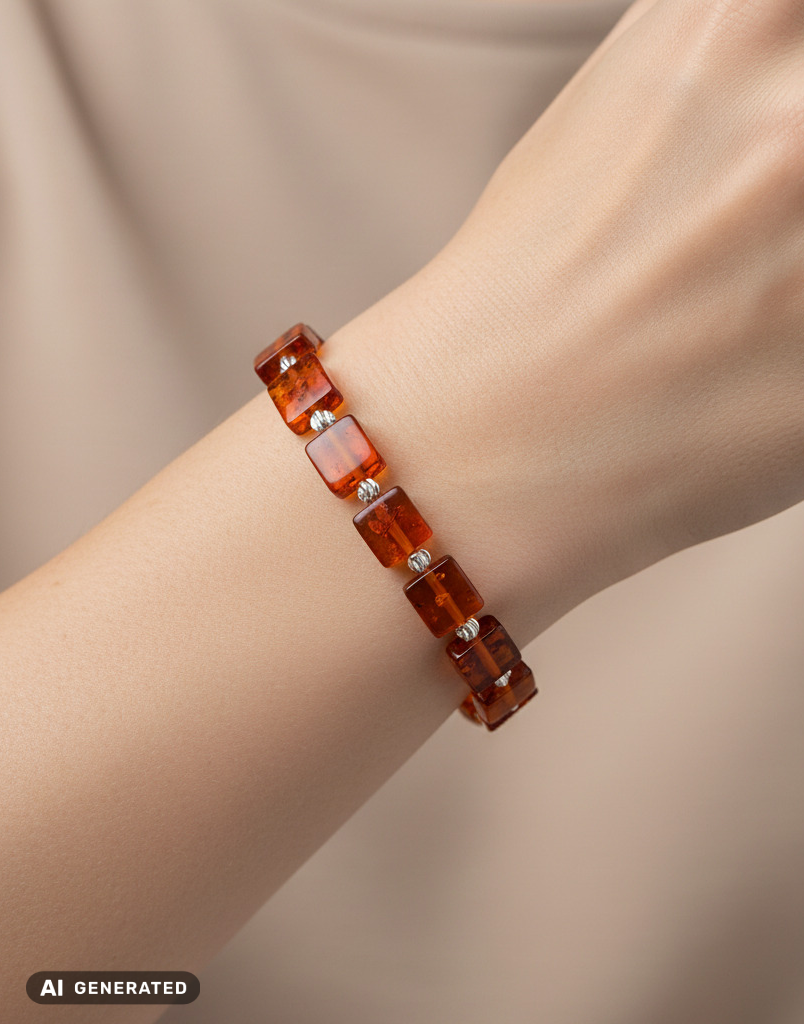 Bracelet moderne en ambre : différentes tailles d'éléments