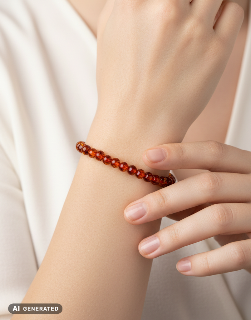 Armband av äkta bärnsten på gummiband unisex  
