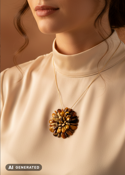Broche pendentif en ambre unique grand 2 en 1