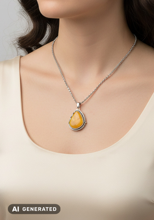 Éclat d'ambre : Pendentif goutte unique