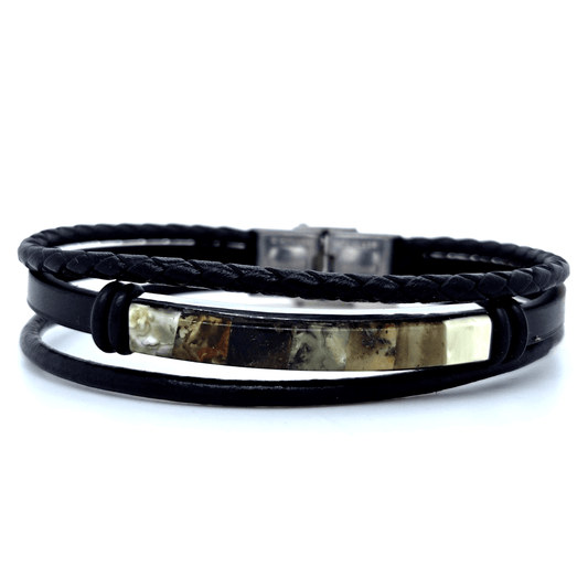 Braided Leather Bracelet with Amber
