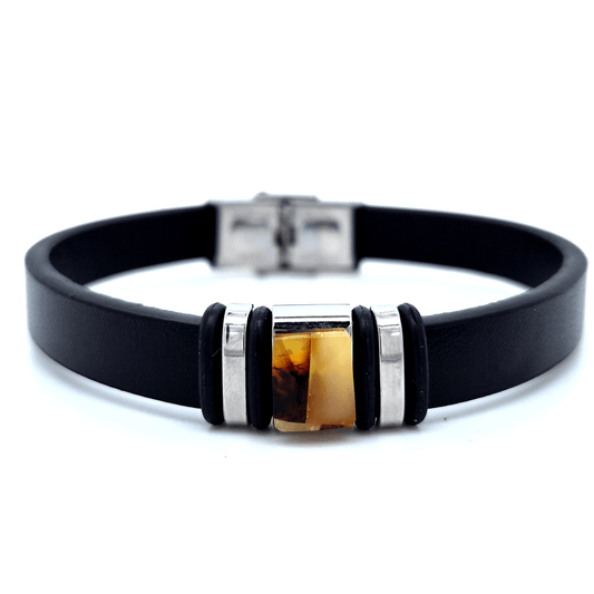 Minimalist Leather Bracelet with Amber