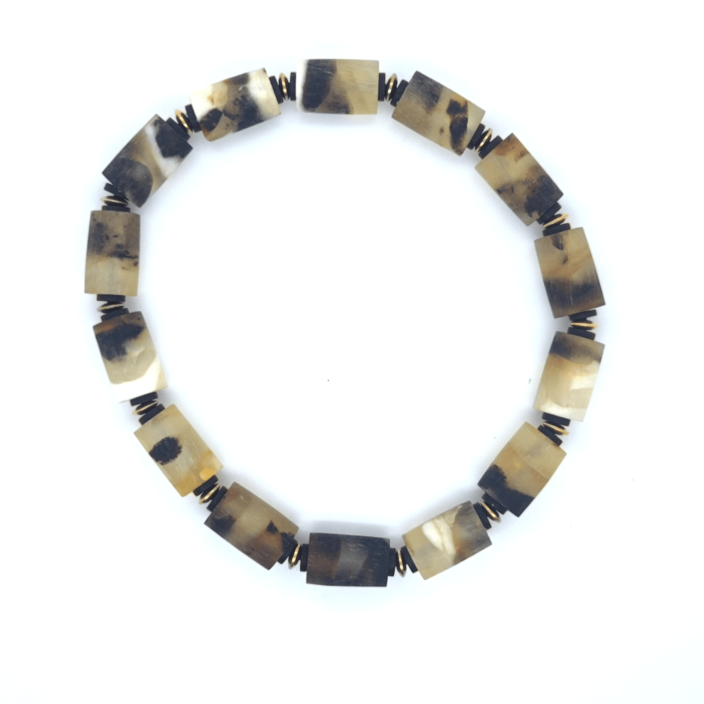 Unisex Bernstein-Armband mit vergoldeten Details – Elastisches Natur-Armband