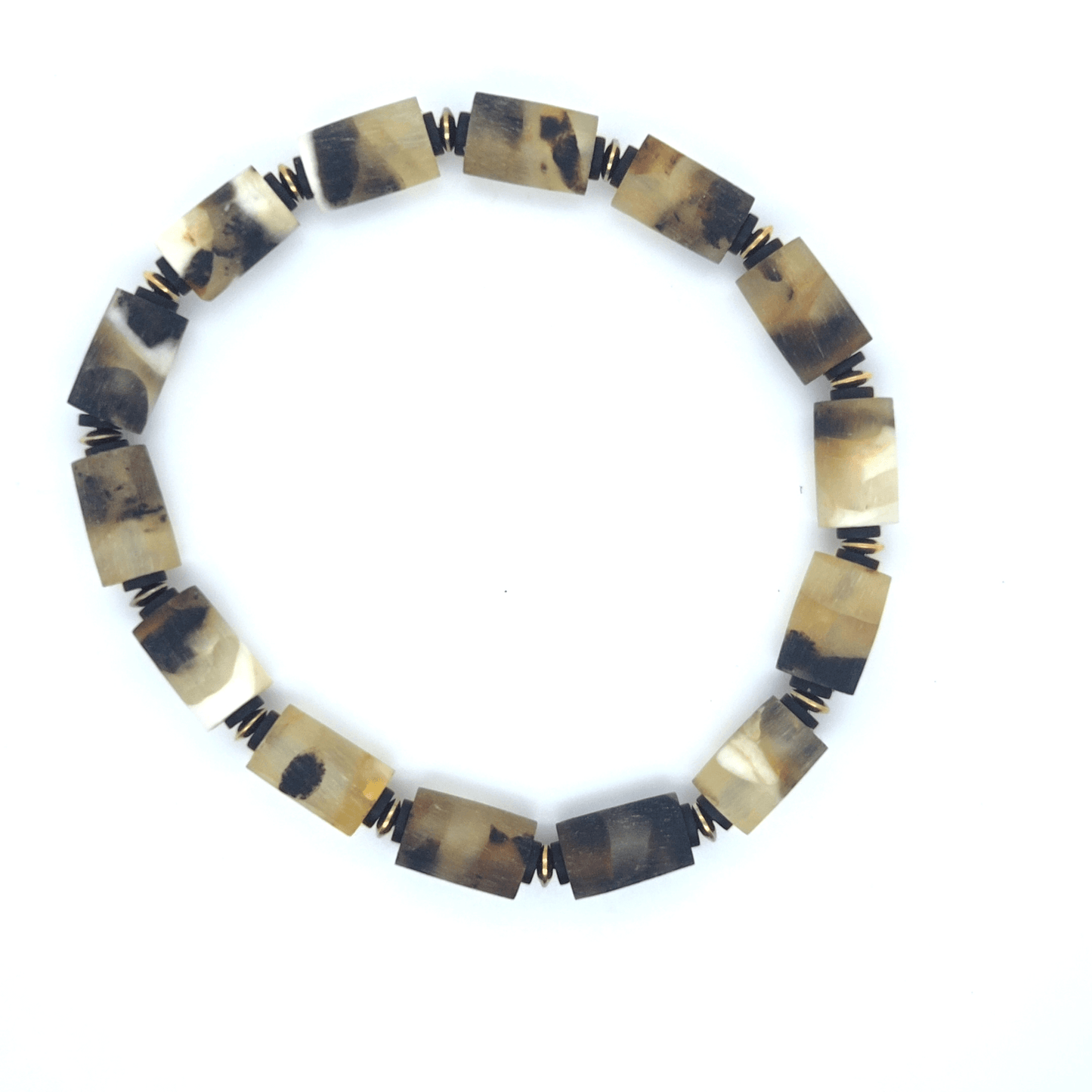Unisex Bernstein-Armband mit vergoldeten Details – Elastisches Natur-Armband