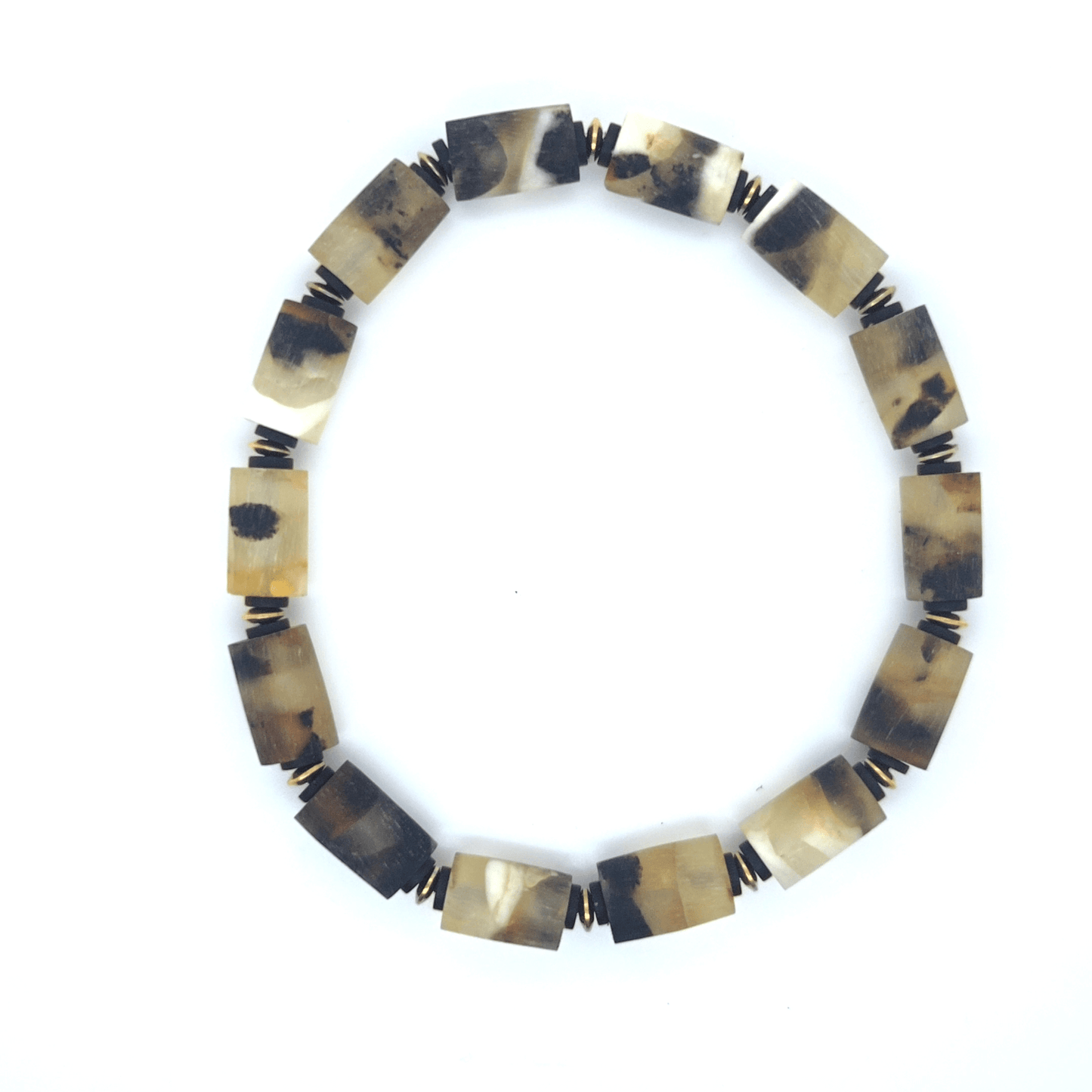 Unisex Bernstein-Armband mit vergoldeten Details – Elastisches Natur-Armband
