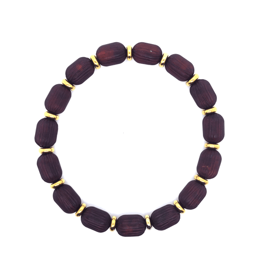 Modern barnsteenarmband met streepmotief – Comfortabel & elastisch