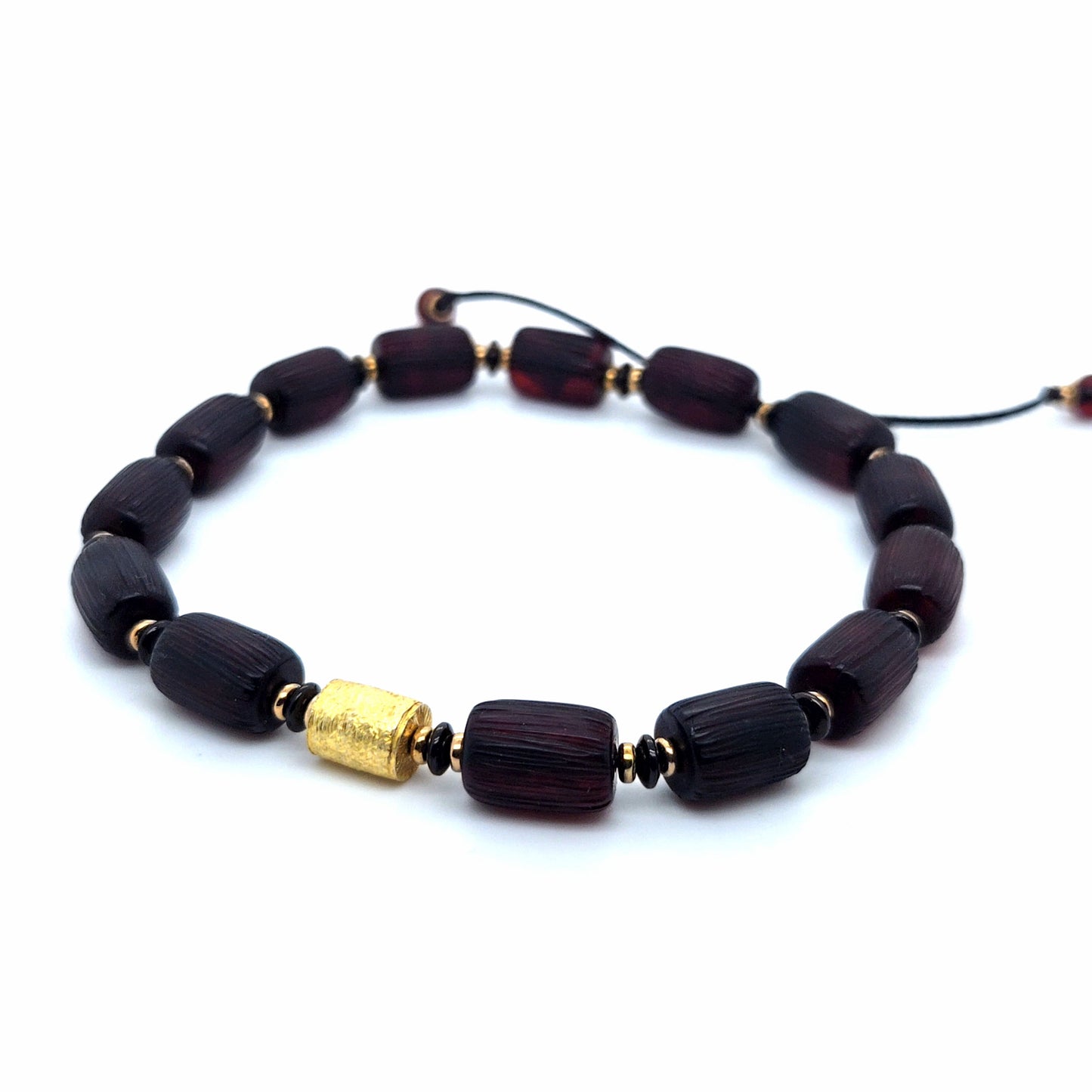 Unisex Bernstein-Armband mit vergoldeten Einsätzen – Größenverstellbar