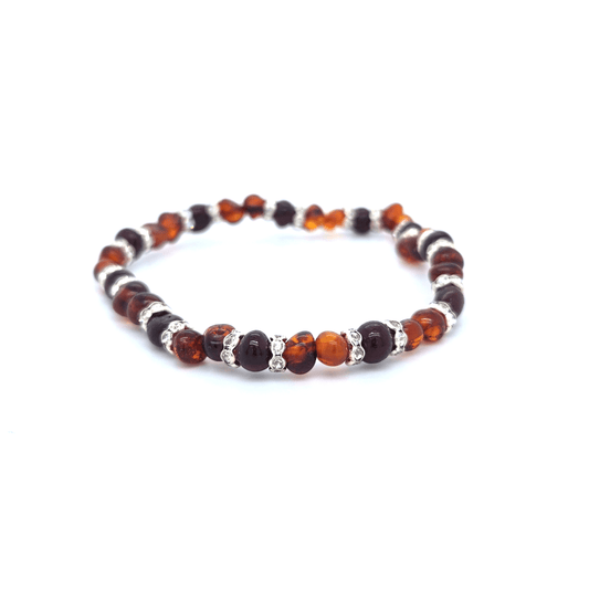 Armband echt barnsteen rood oranje elastisch