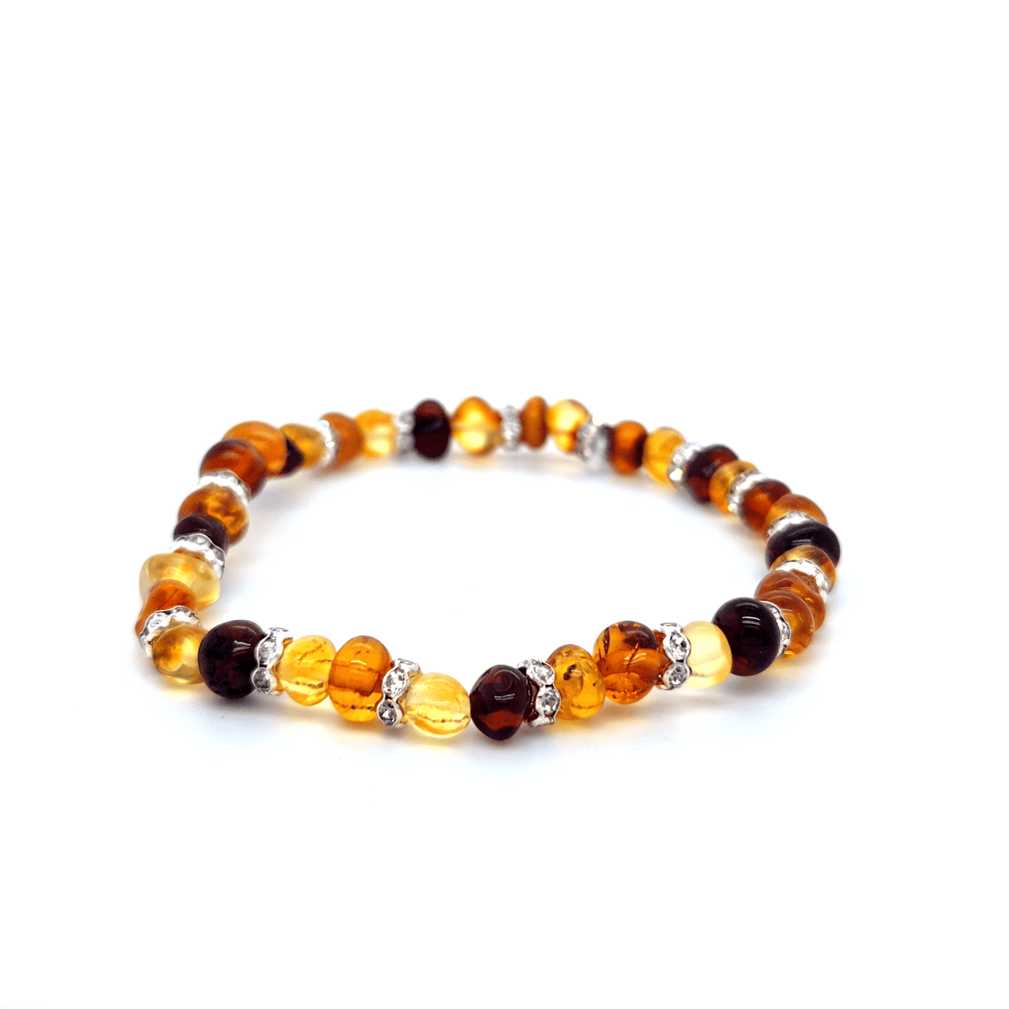Oostzee Barnsteen Armband bont met sierkralen elastisch