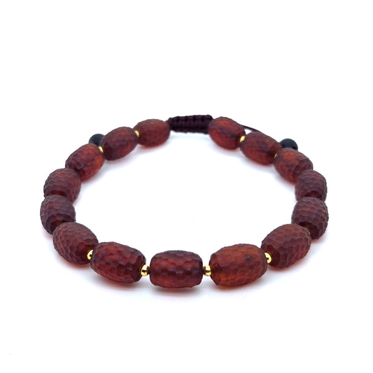 Unisex barnsteen armband verguld – Geschikt voor elke polsmaat
