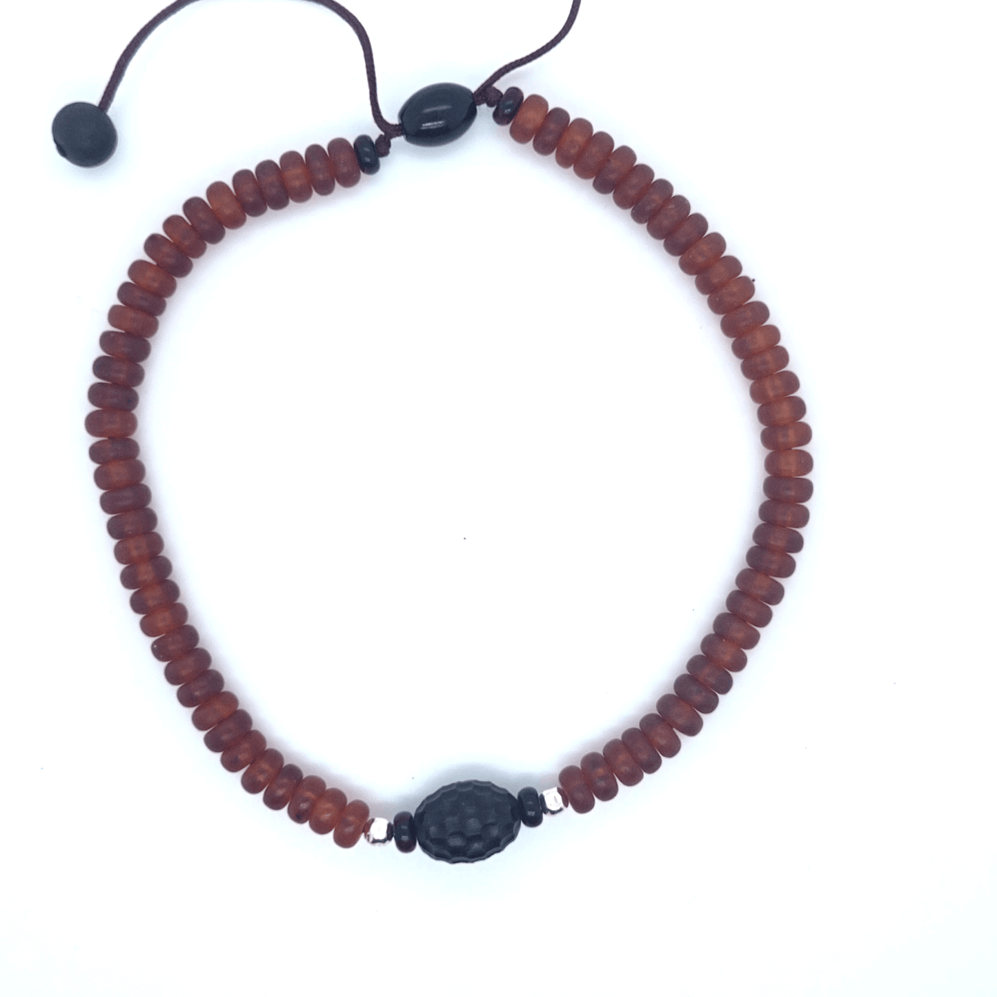 Minimalistisches Unisex-Armband aus echtem Bernstein mit schwarzen Akzenten