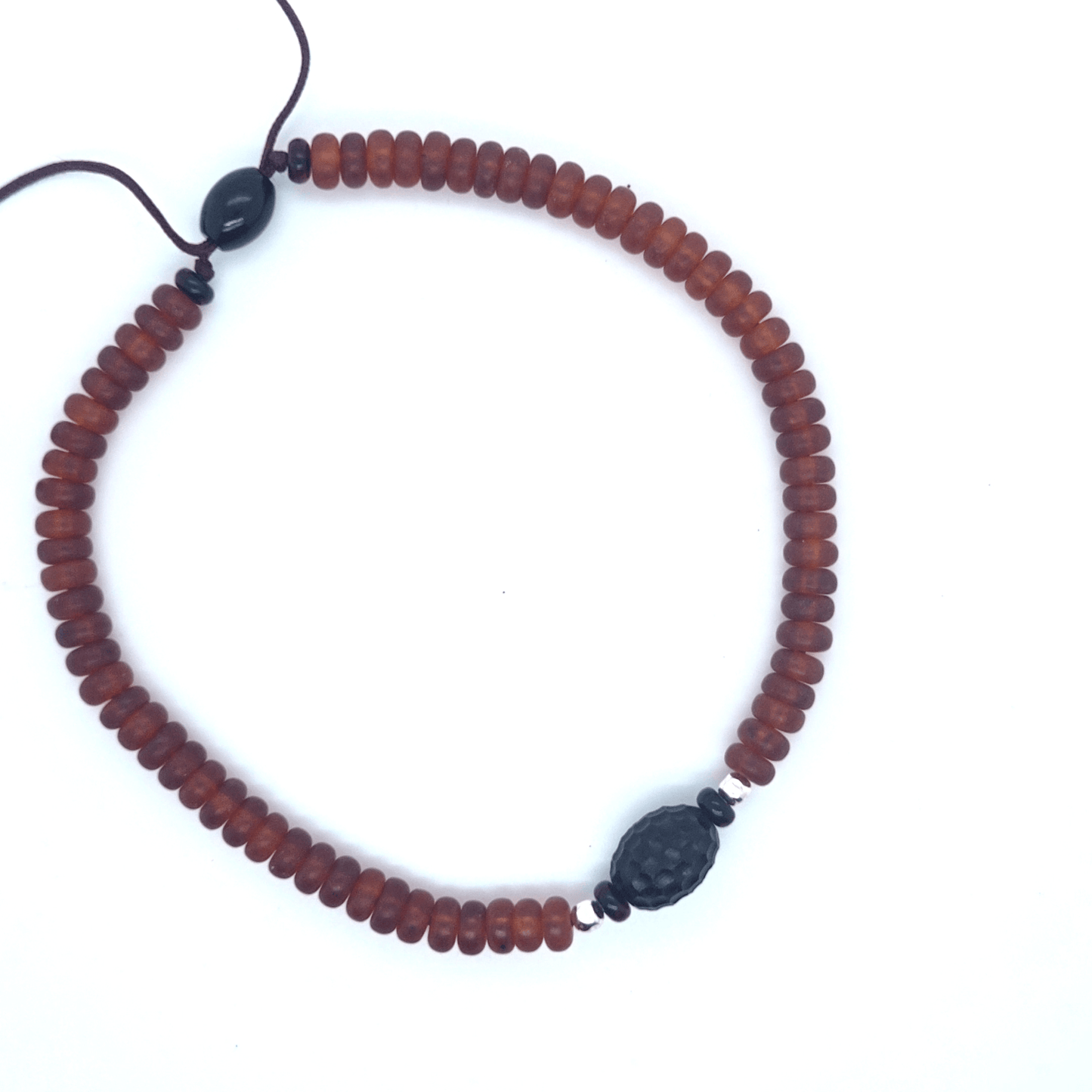 Minimalistisches Unisex-Armband aus echtem Bernstein mit schwarzen Akzenten