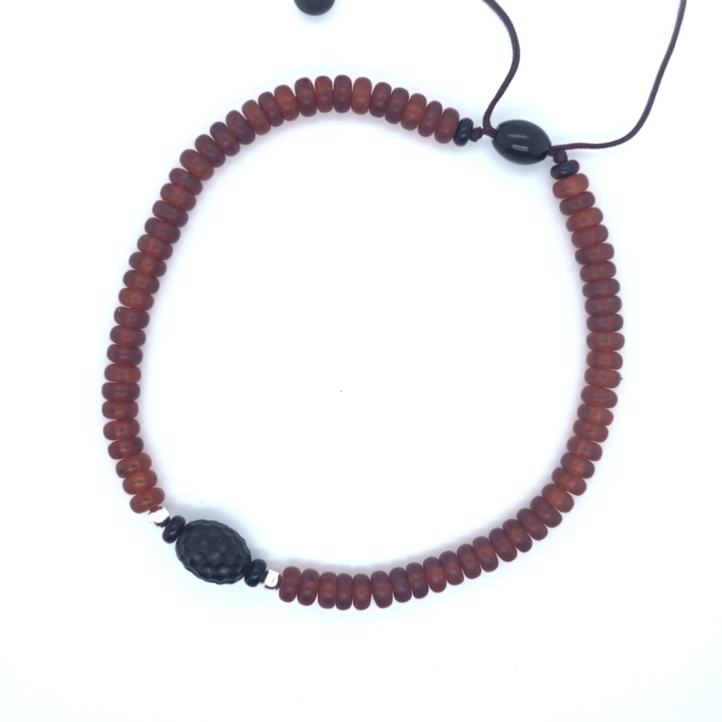 Minimalistisches Unisex-Armband aus echtem Bernstein mit schwarzen Akzenten