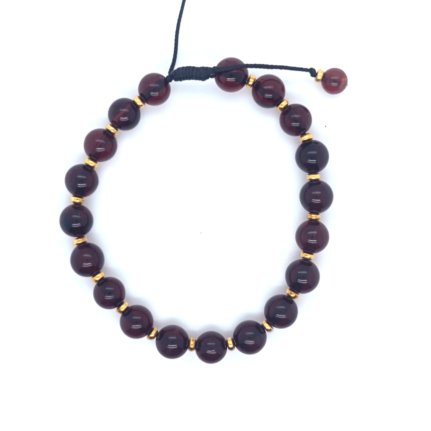 Rode barnsteen armband met vergulde accenten