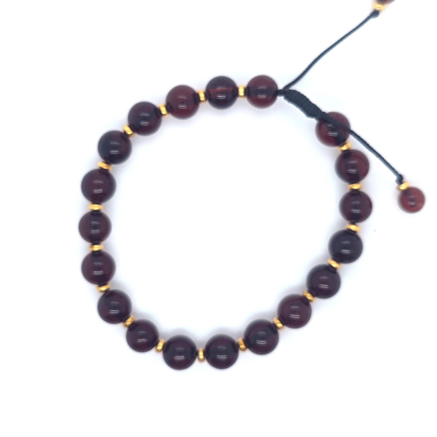 Rode barnsteen armband met vergulde accenten