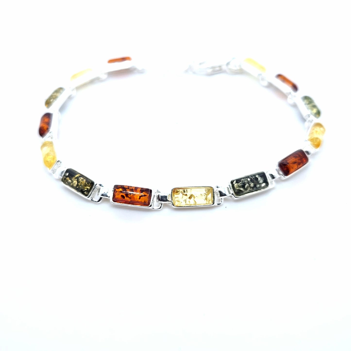 ilber Armband mit buntem Bernstein – Minimalistisch & Zart