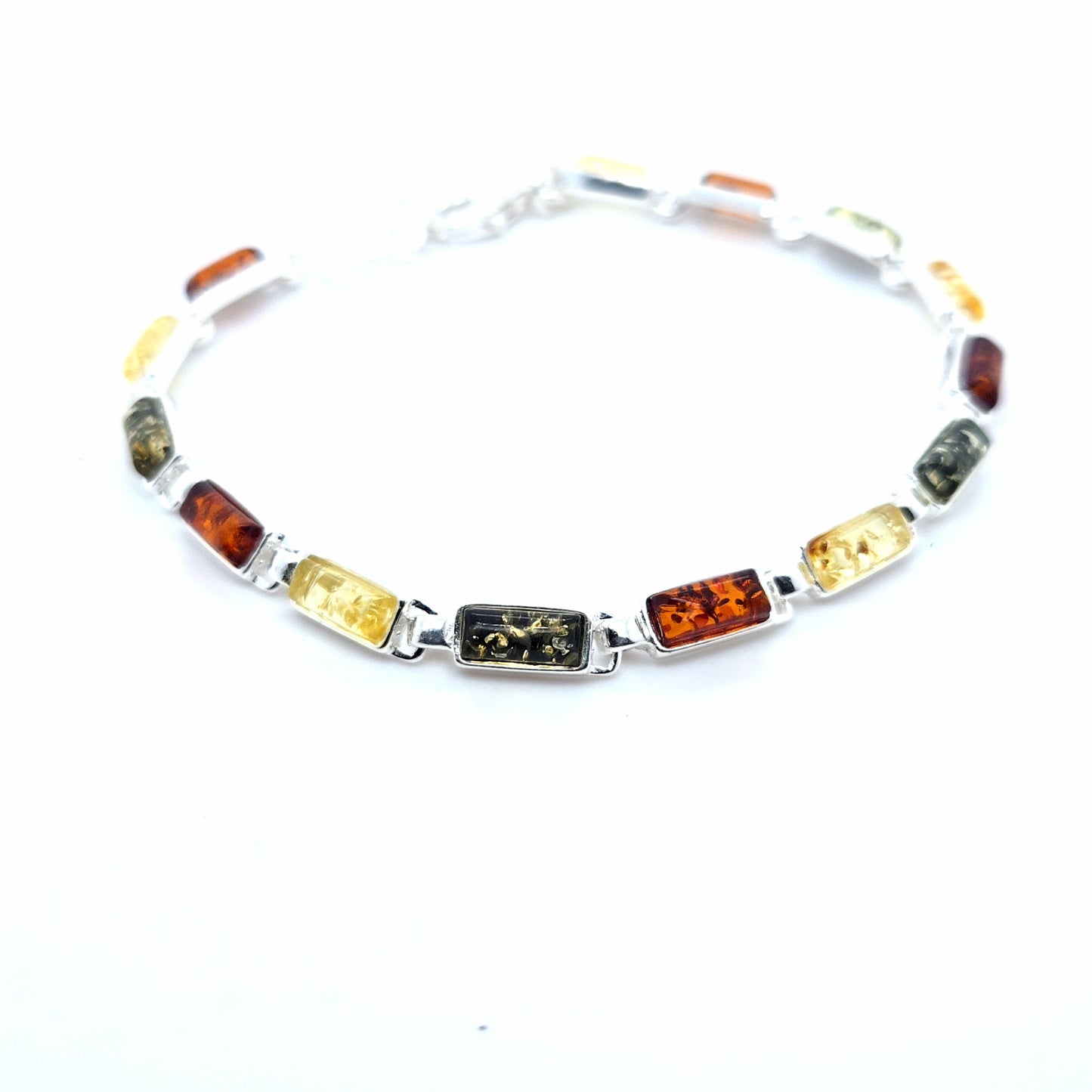 ilber Armband mit buntem Bernstein – Minimalistisch & Zart