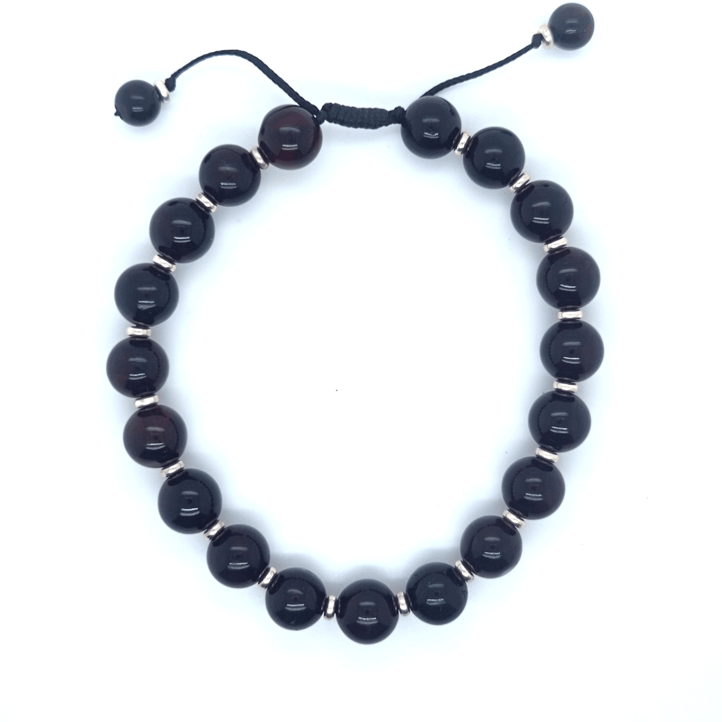 Armband van rode Baltische barnsteen met zilveren accenten