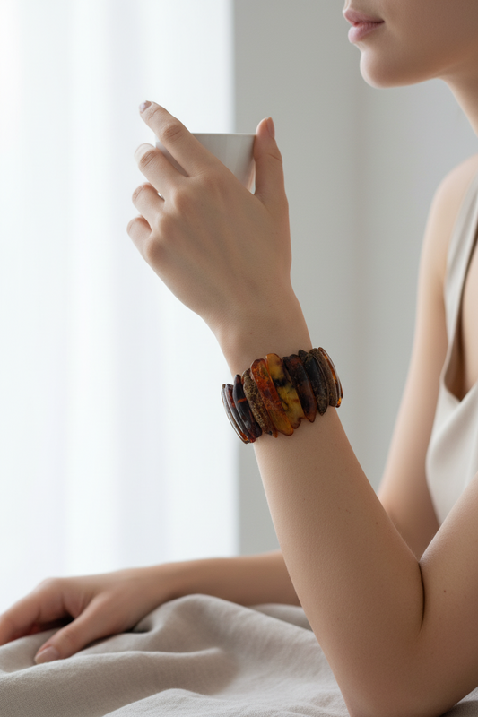 Luxe barnstenen armband – Glans van de natuur