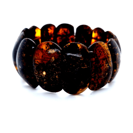 Dunkles Bernstein Armband Damen elastisch