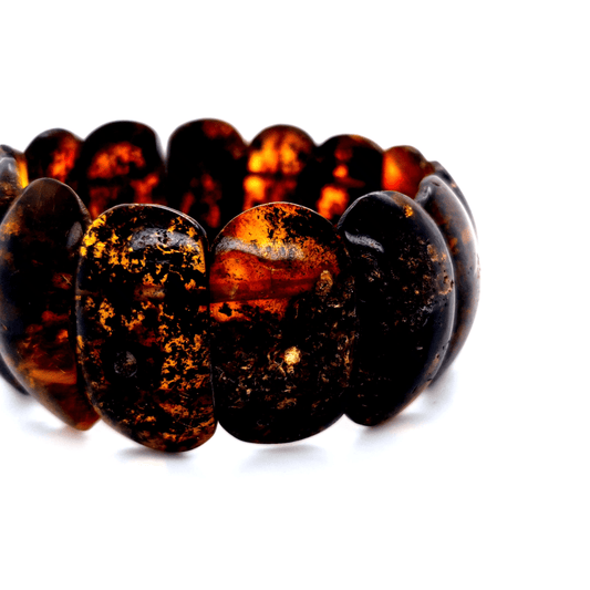 Dunkles Bernstein Armband Damen elastisch