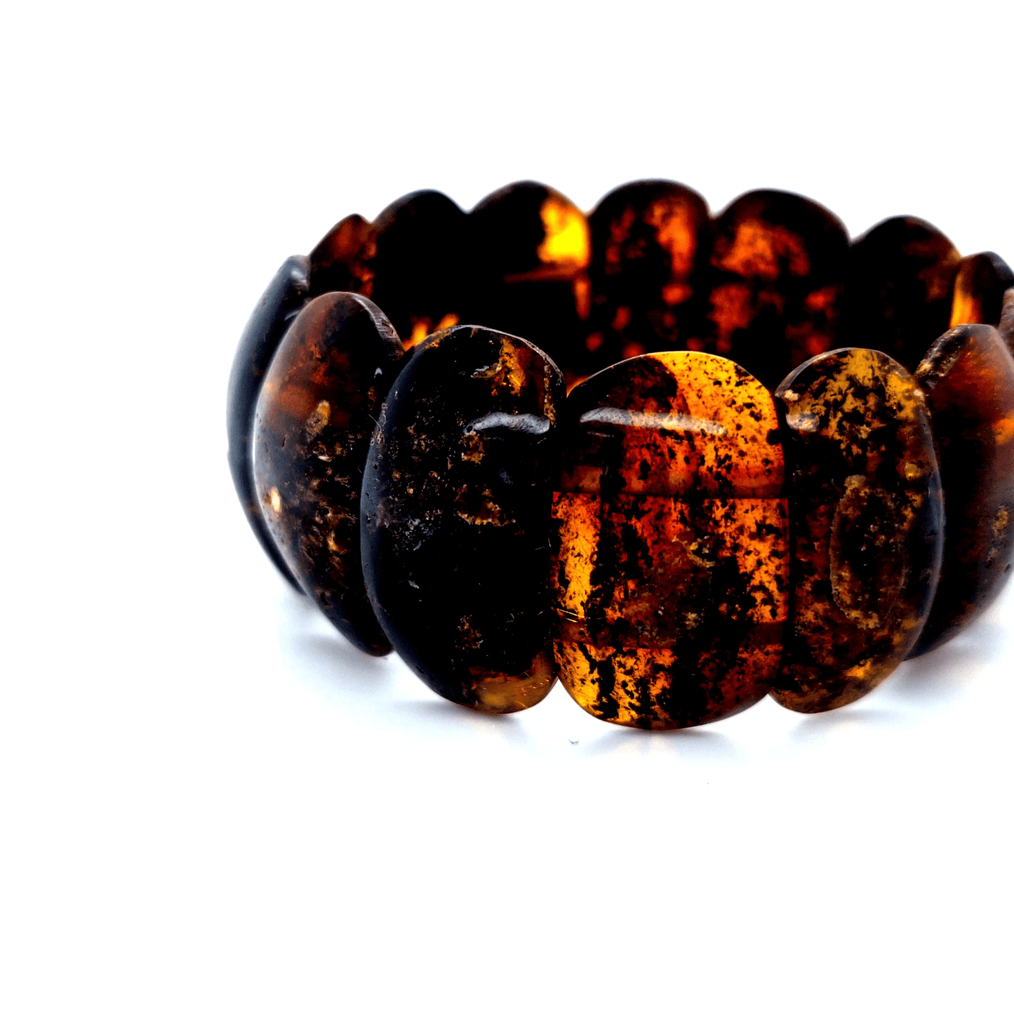 Dunkles Bernstein Armband Damen elastisch