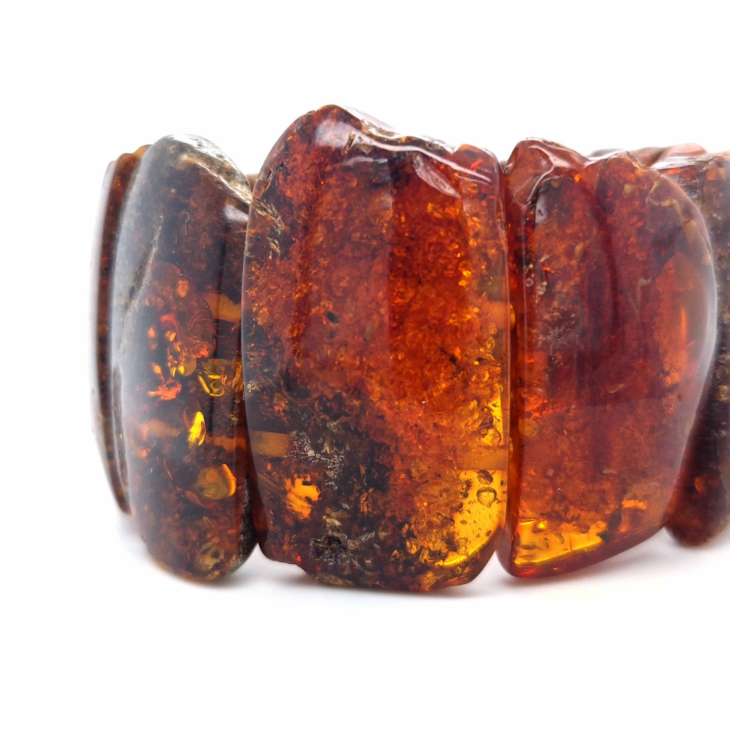 Wide amber bracelet for women – truly unique, 20 cm elastic