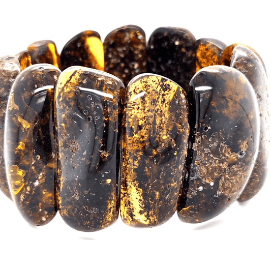 Dunkles Bernstein Armband elastisch Unikat