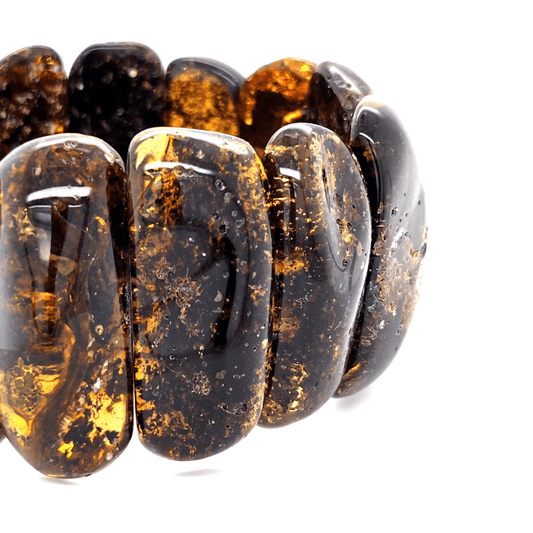 Dunkles Bernstein Armband elastisch Unikat