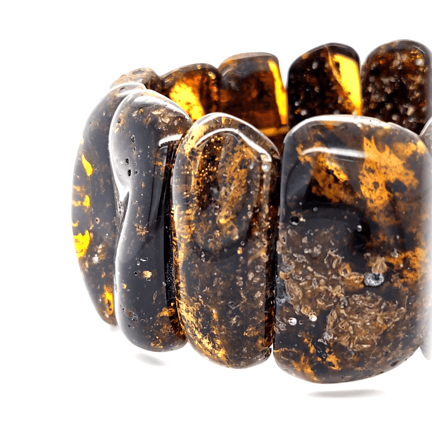 Dunkles Bernstein Armband elastisch Unikat