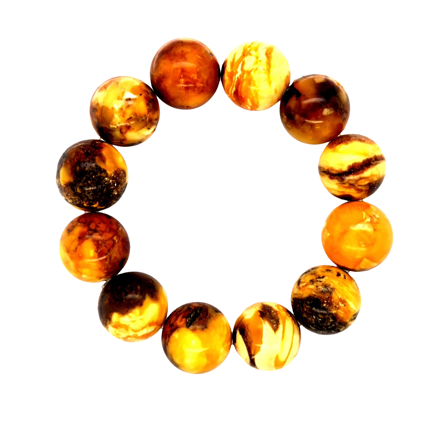 Natural Amber Bracelet Elastic Round