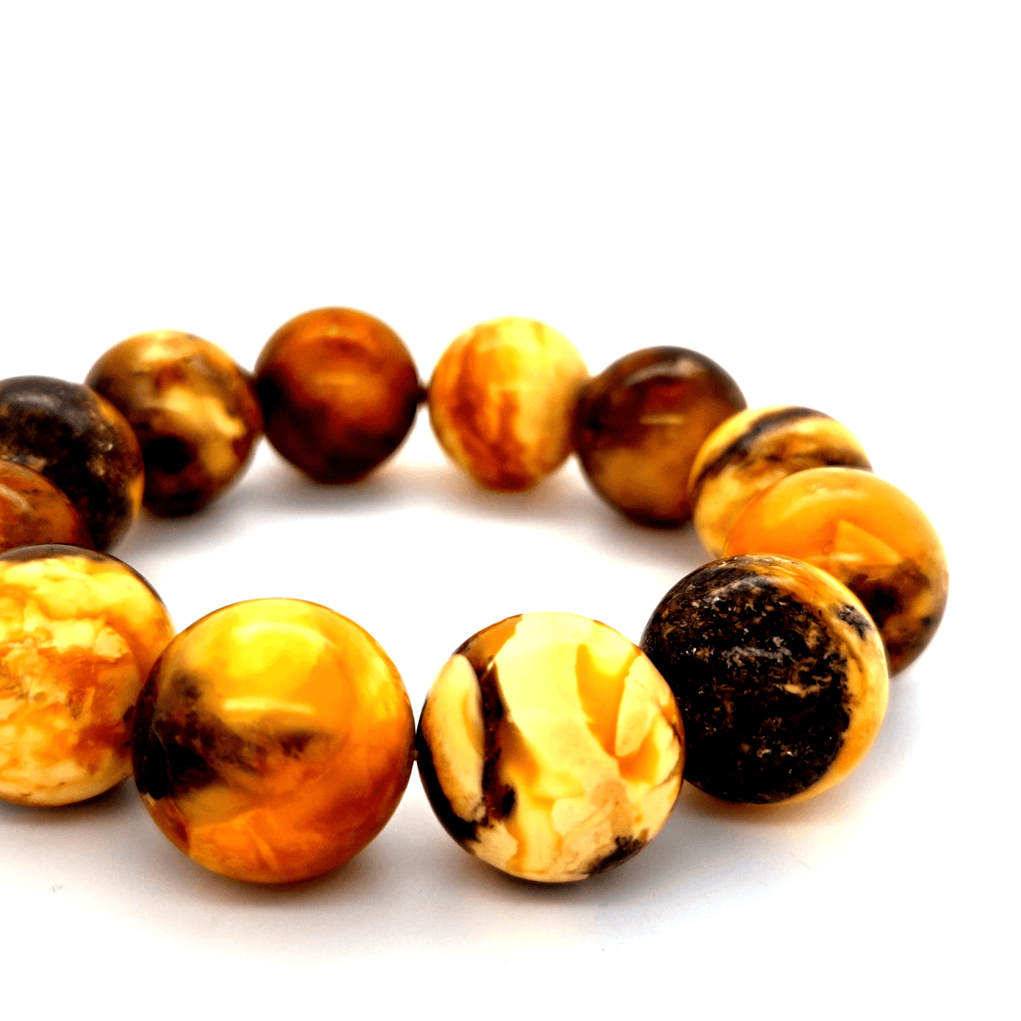Natural Amber Bracelet Elastic Round