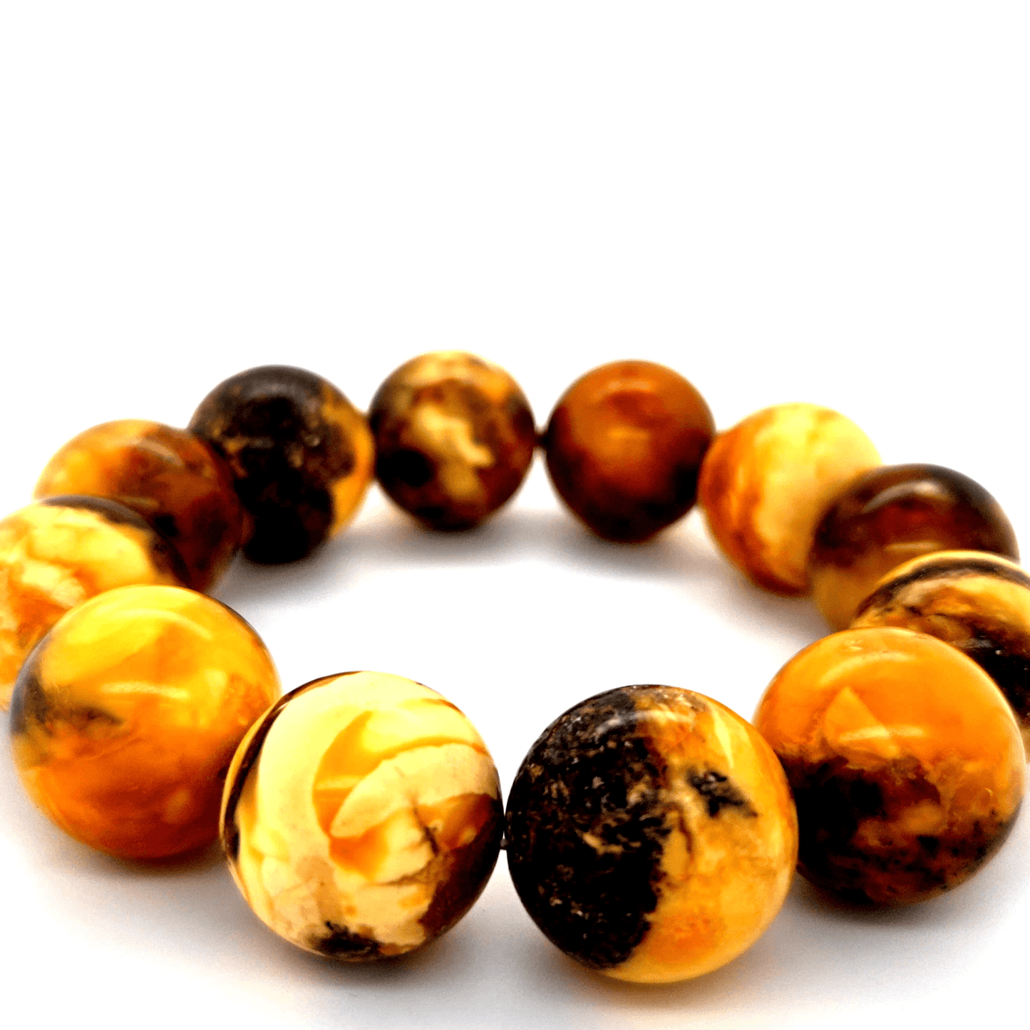 Natural Amber Bracelet Elastic Round