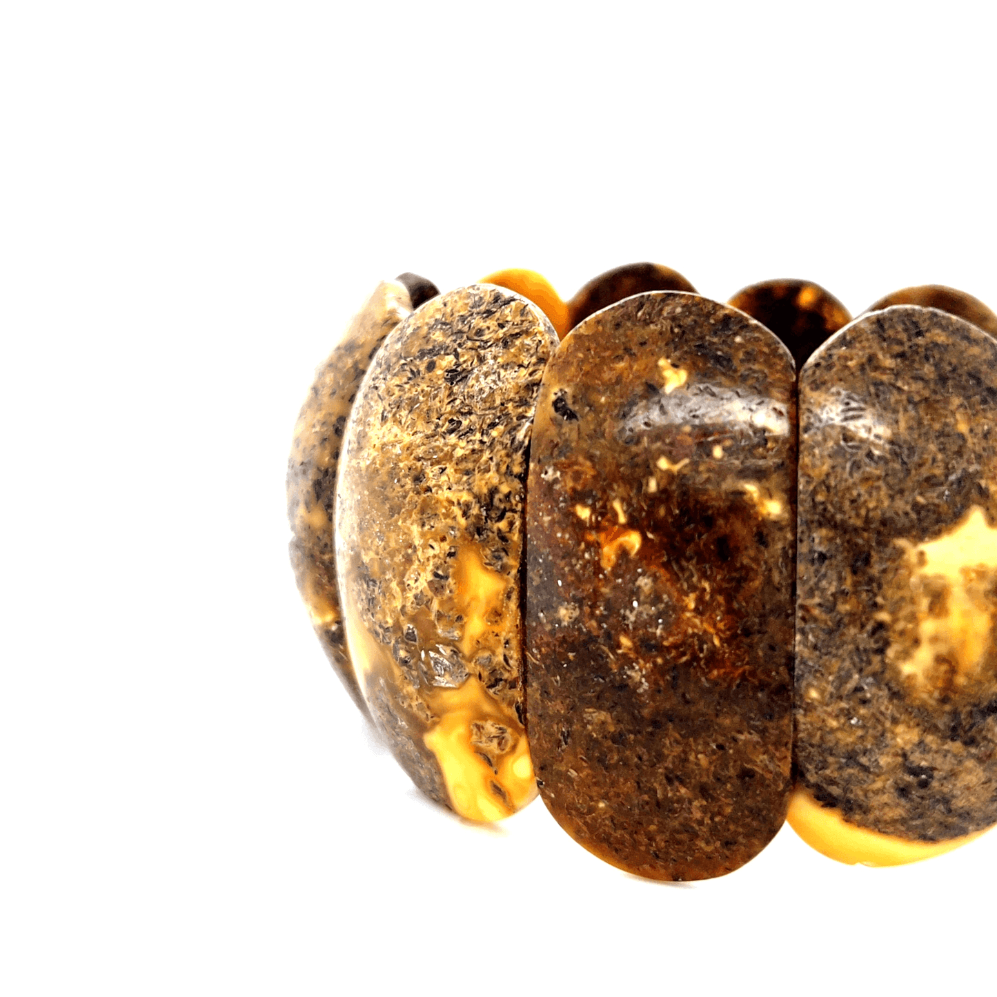 Unikat Bernstein Armband breit auf Gummiband