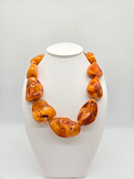 Außergewöhnliche Natur-Bernsteinkette Butterscotch