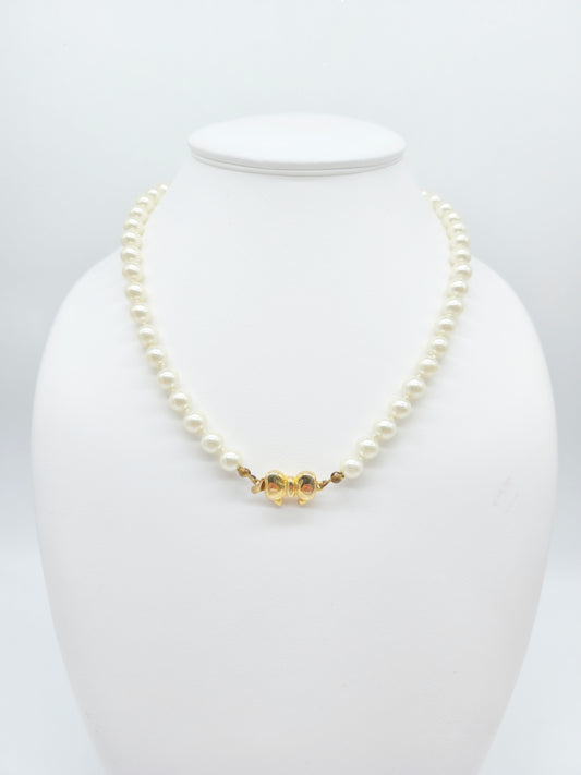 Zuchtperlenkette 50 cm mit Schleifen-Verschluss – Perlen 7 mm, elegantes Damencollier