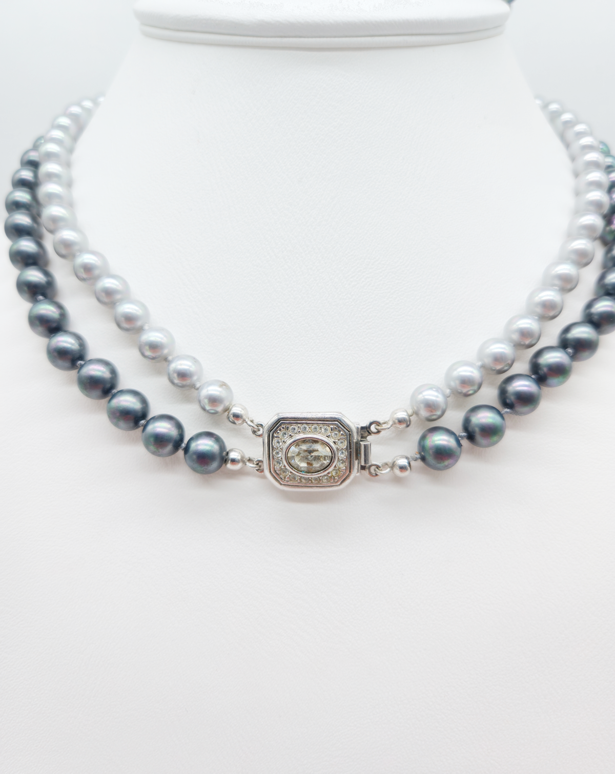 Modernes Schmuckset: Collier &amp; Armband mit Perlen und Zirkonia