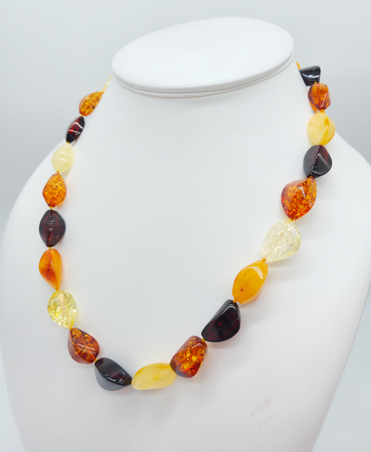 Ostsee-Bernstein Perlenkette in Honig-Orange, 48 cm – Damenkette mit Silberverschluss