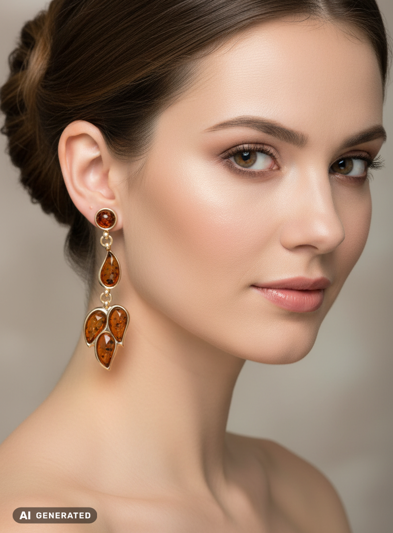 Boucles d’oreilles en ambre de haute qualité pour femme