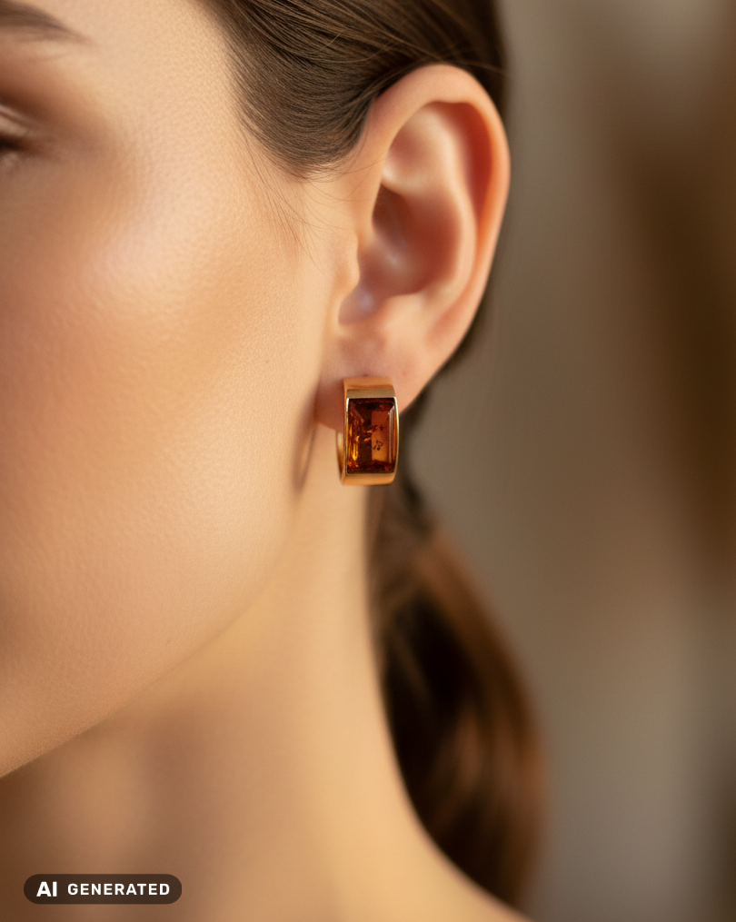 Bijoux de luxe : boucles d’oreilles en ambre sur argent doré