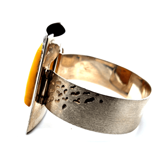 Zeitloser Armreifen aus 925er Sterlingsilber mit Königsbernstein