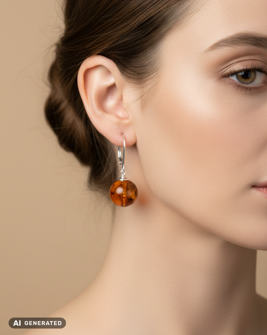 Boucles d’oreilles en ambre faites main – argent de haute qualité