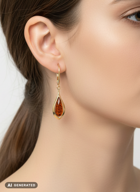 Boucles d’oreilles en ambre plaqué or pour femme